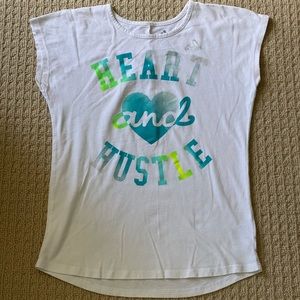 EUC! Adidas “Hustle And Heart” White Graphic T-Shirt, Girls Large 12/14